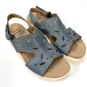 Earth Origins Comfort Sandal Leather Adjustable Slingback Blue Women 7.5 Walking